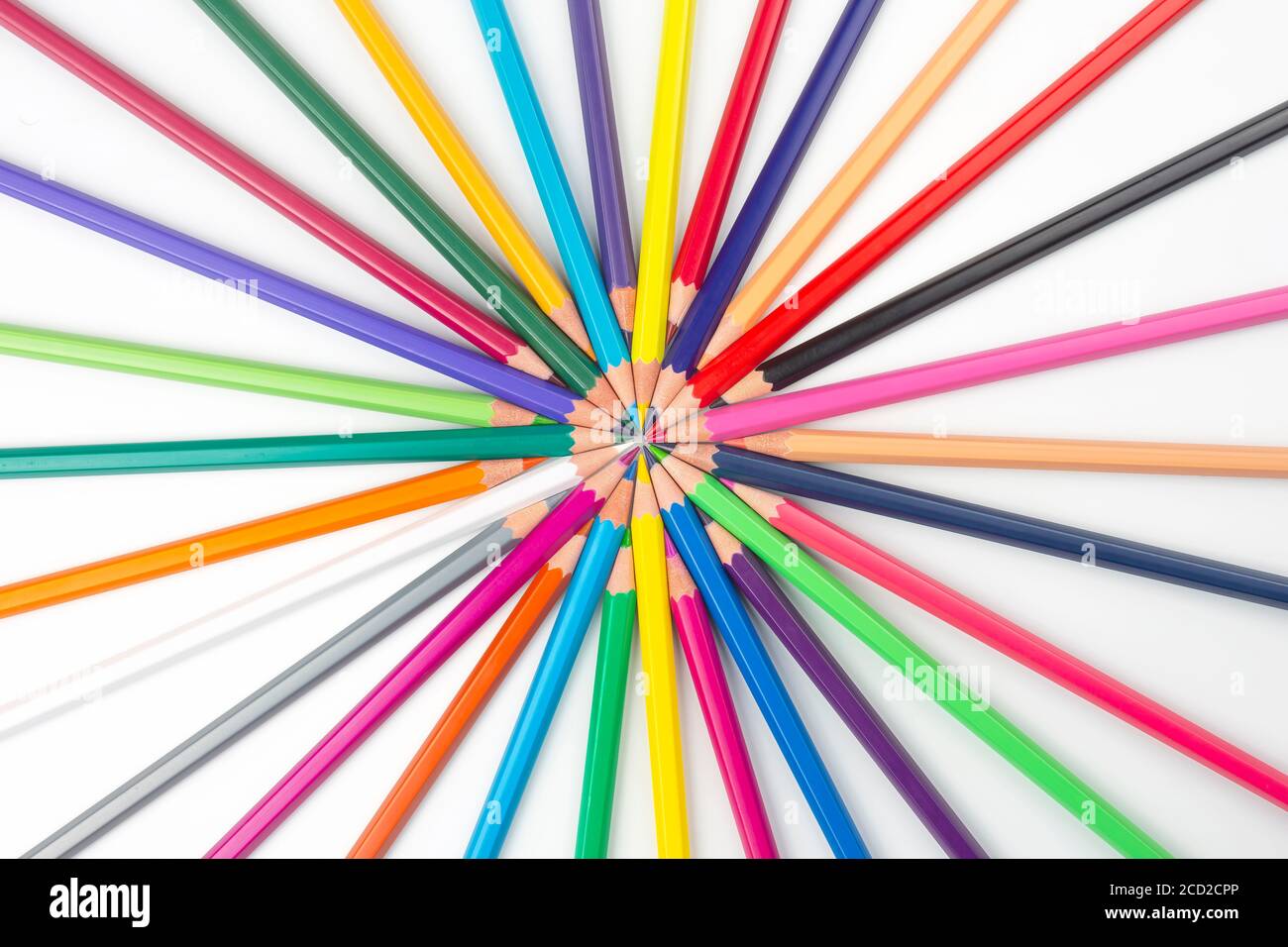 Colored pencils for drawing on a white background. Education and creativity. Leisure and art Stock Photo