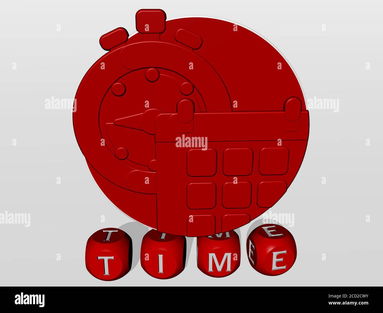TIME cubic letters with 3D icon on the top, 3D illustration Stock Photo ...