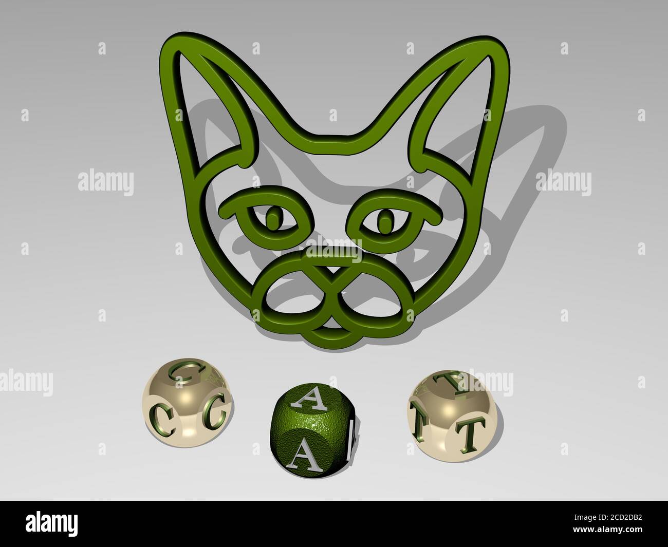 cat round text of cubic letters around 3D icon, 3D illustration Stock ...