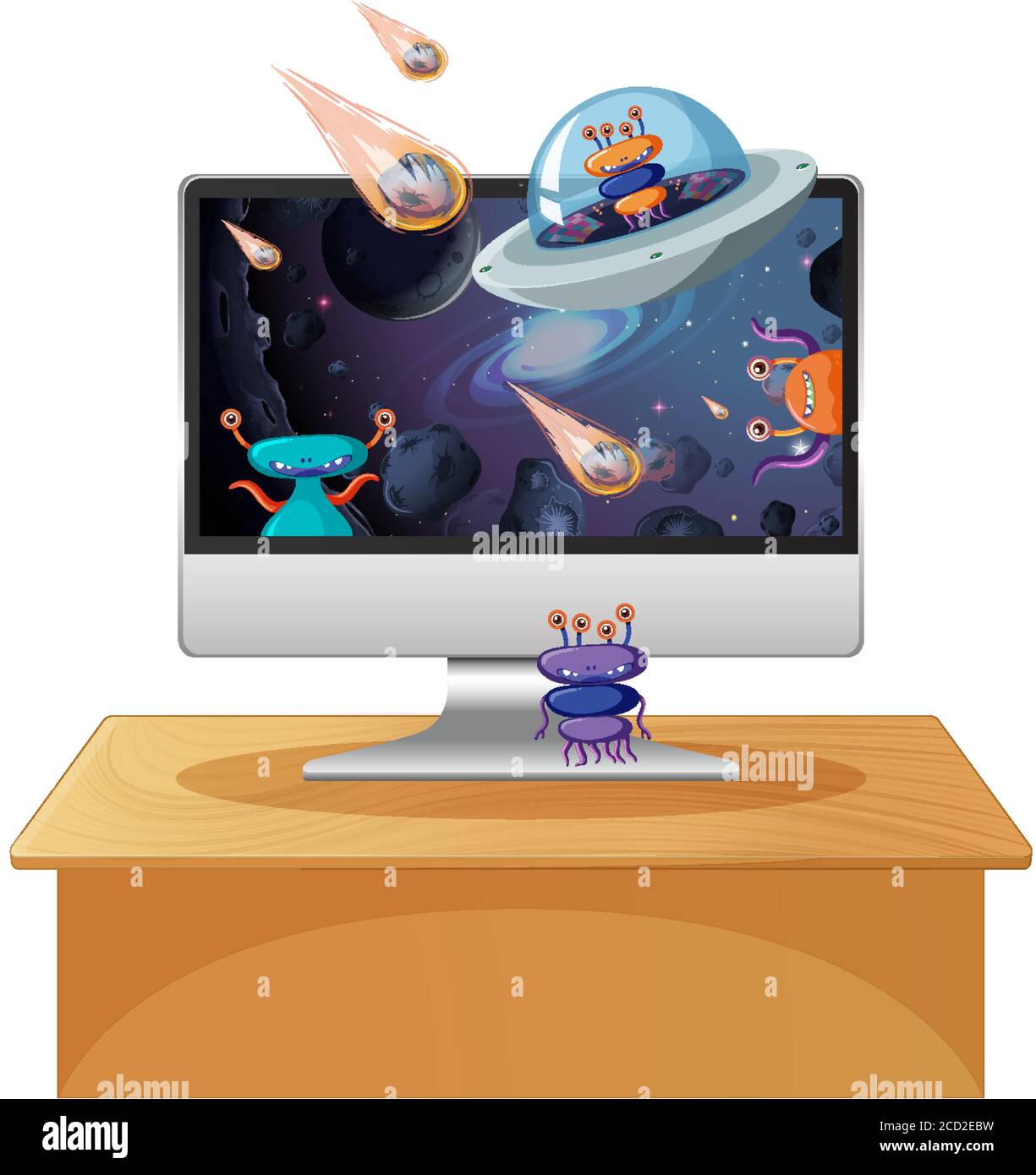 Alien galaxy background on computer screen illustration Stock Vector ...