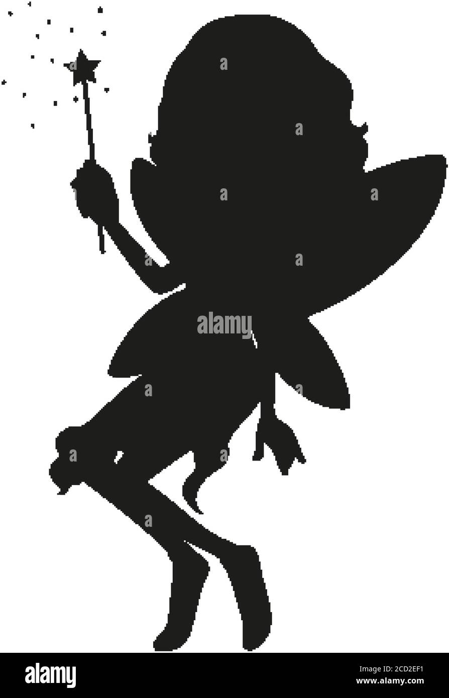 Silhouette fairy character on white background illustration Stock ...