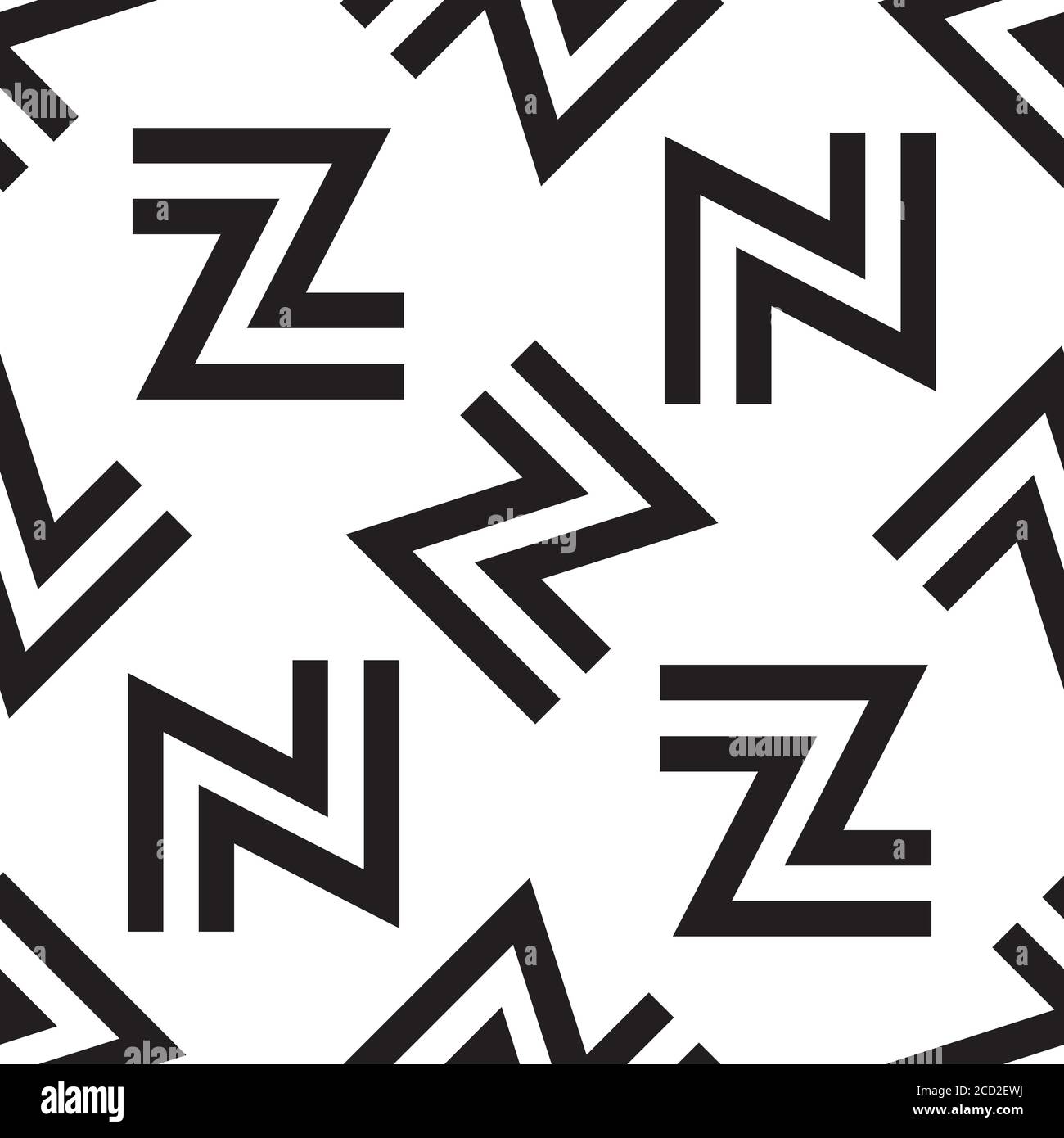Seamless pattern with black letters N and Z Stock Vector