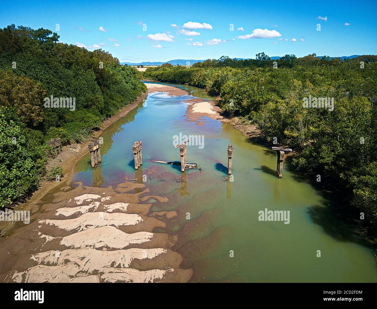 Old Bridge Pylons in Bakers Creeks, Qld Stock Photo Alamy