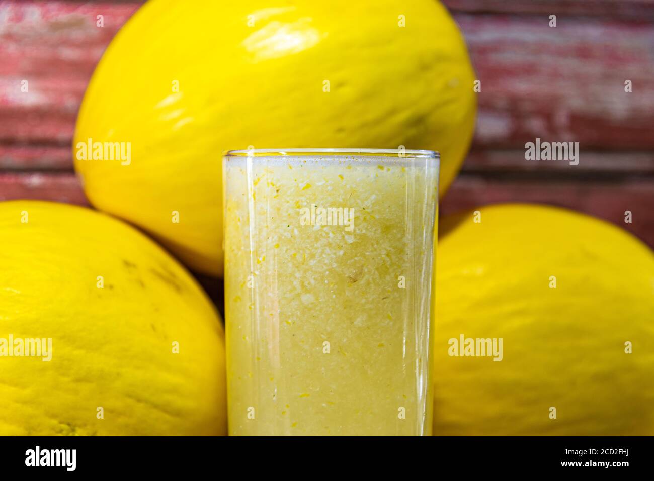 Spanish melon juice. Yellow tropical fruit. Refreshing drink. Natural