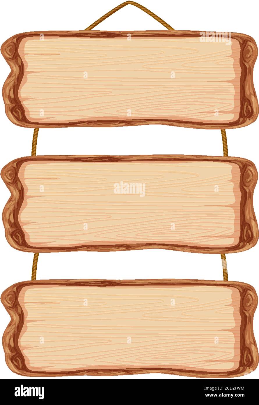 Blank sign template with wooden board on white background illustration