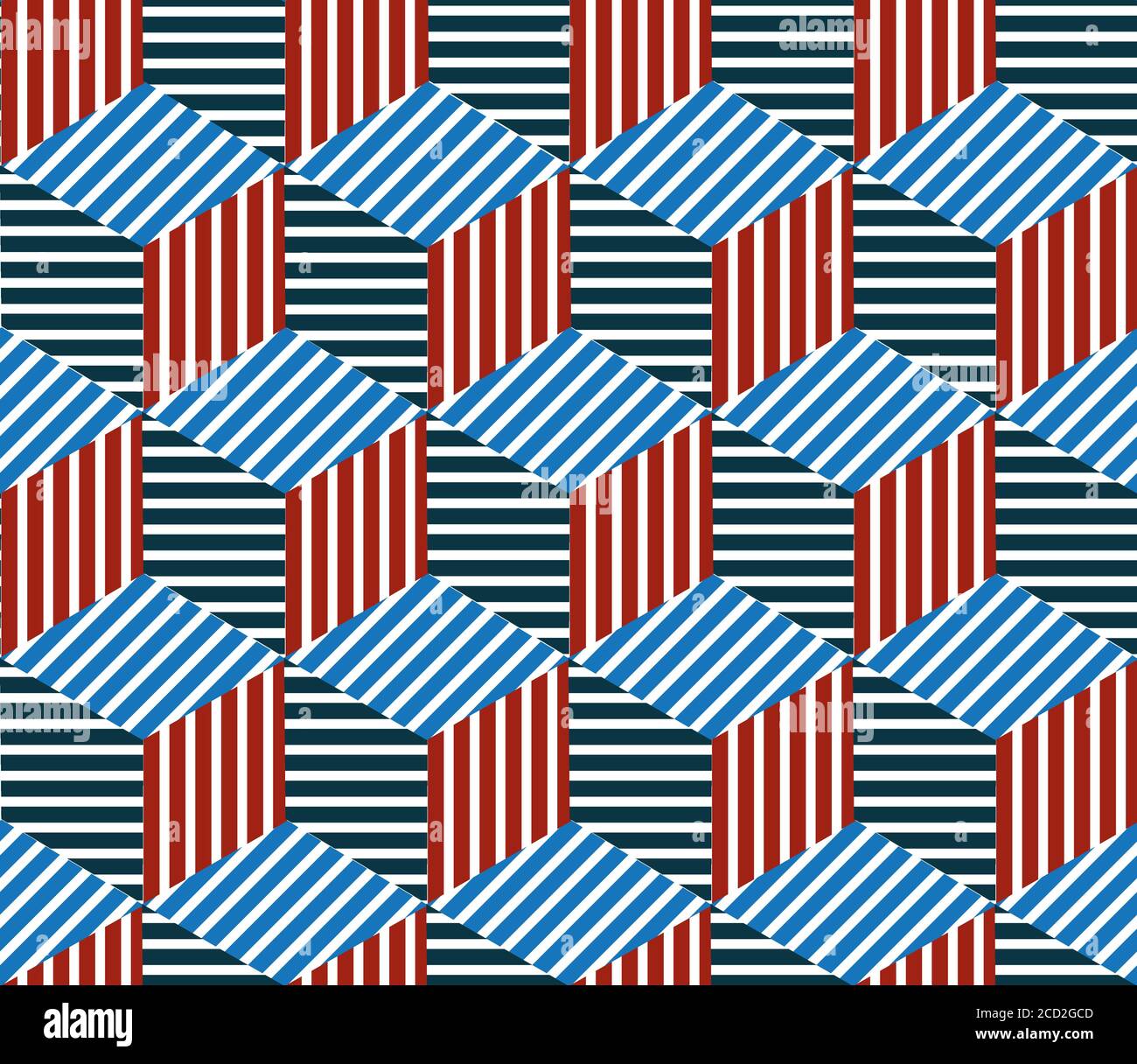 Seamless pattern with colored segments(cube) Stock Vector