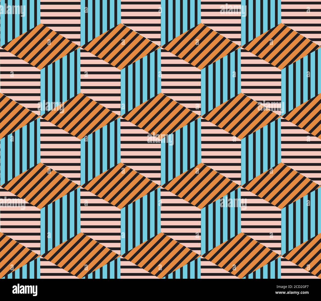 Seamless pattern with colored segments(cube) Stock Vector