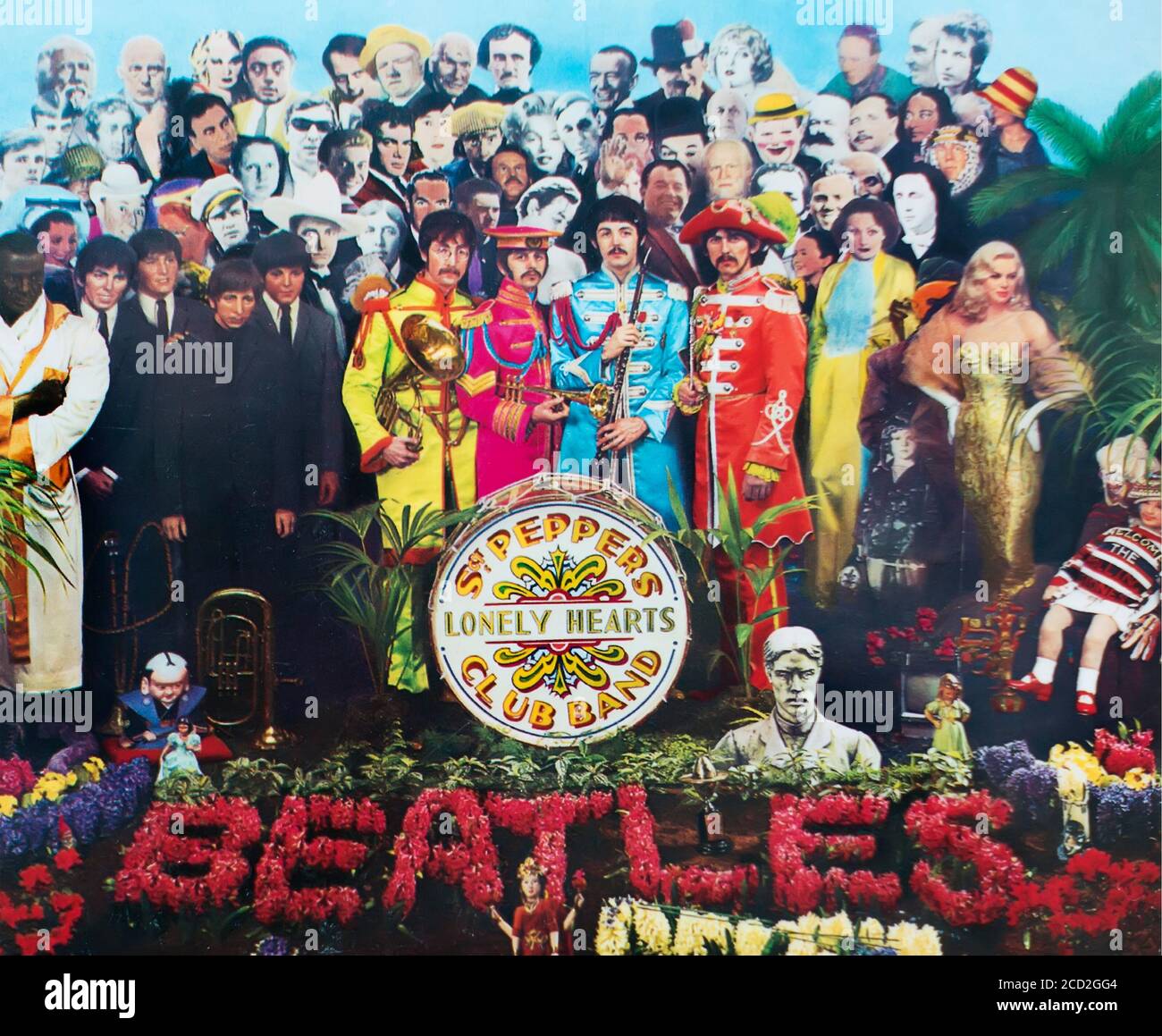 Partial image of The Beatles Album cover Sgt. Pepper's Lonely hearts Club Band Stock Photo