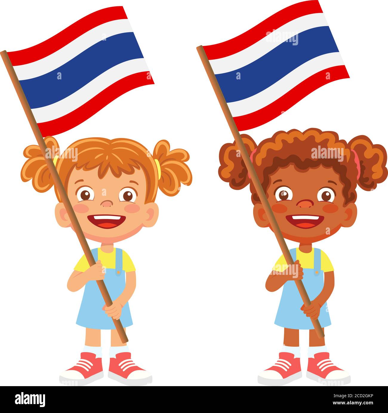 Thailand flag in hand. Children holding flag. National flag of Thailand ...