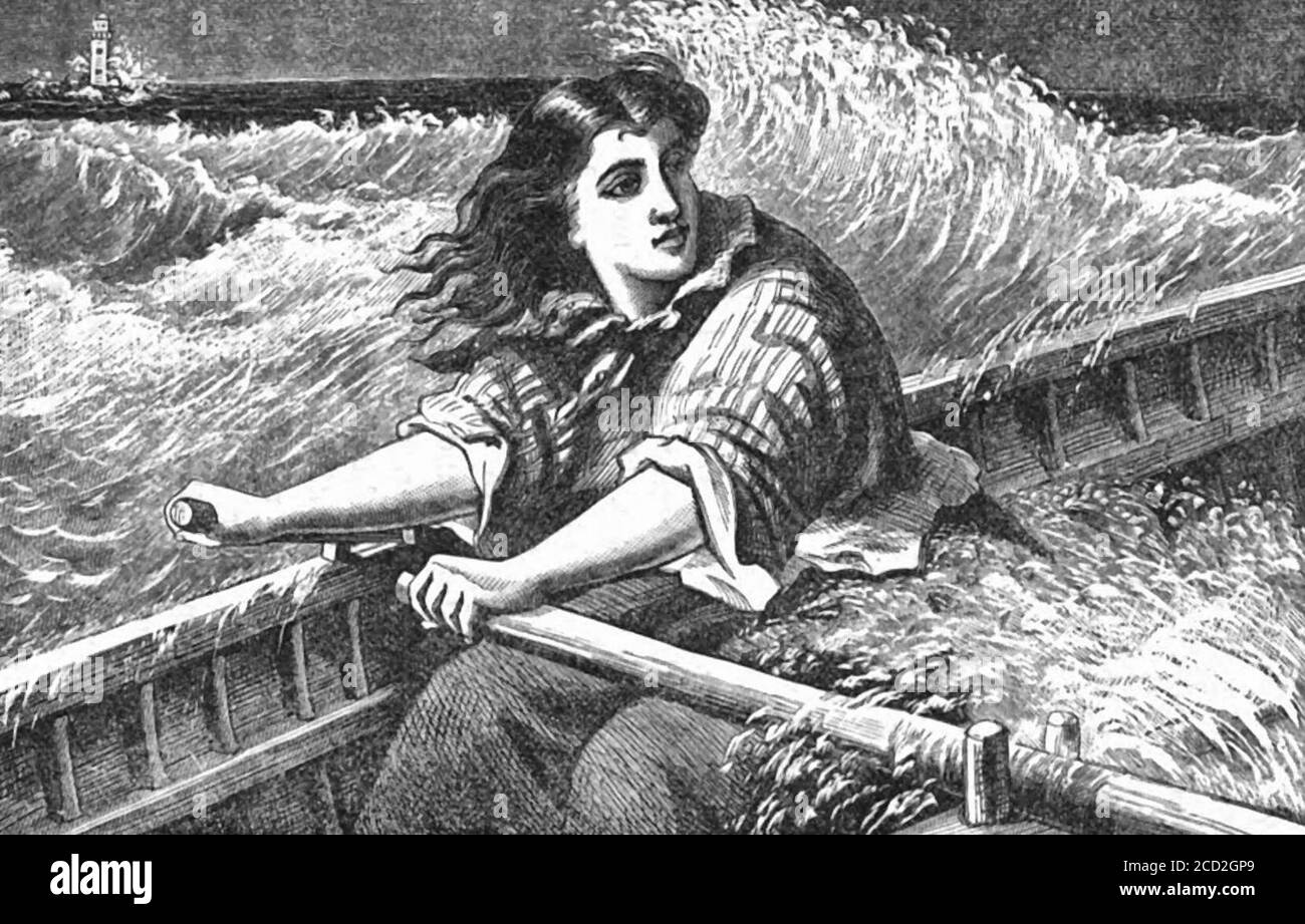 Woodcut of Ida Lewis, light-house keeper, 1876 or earlier Stock Photo