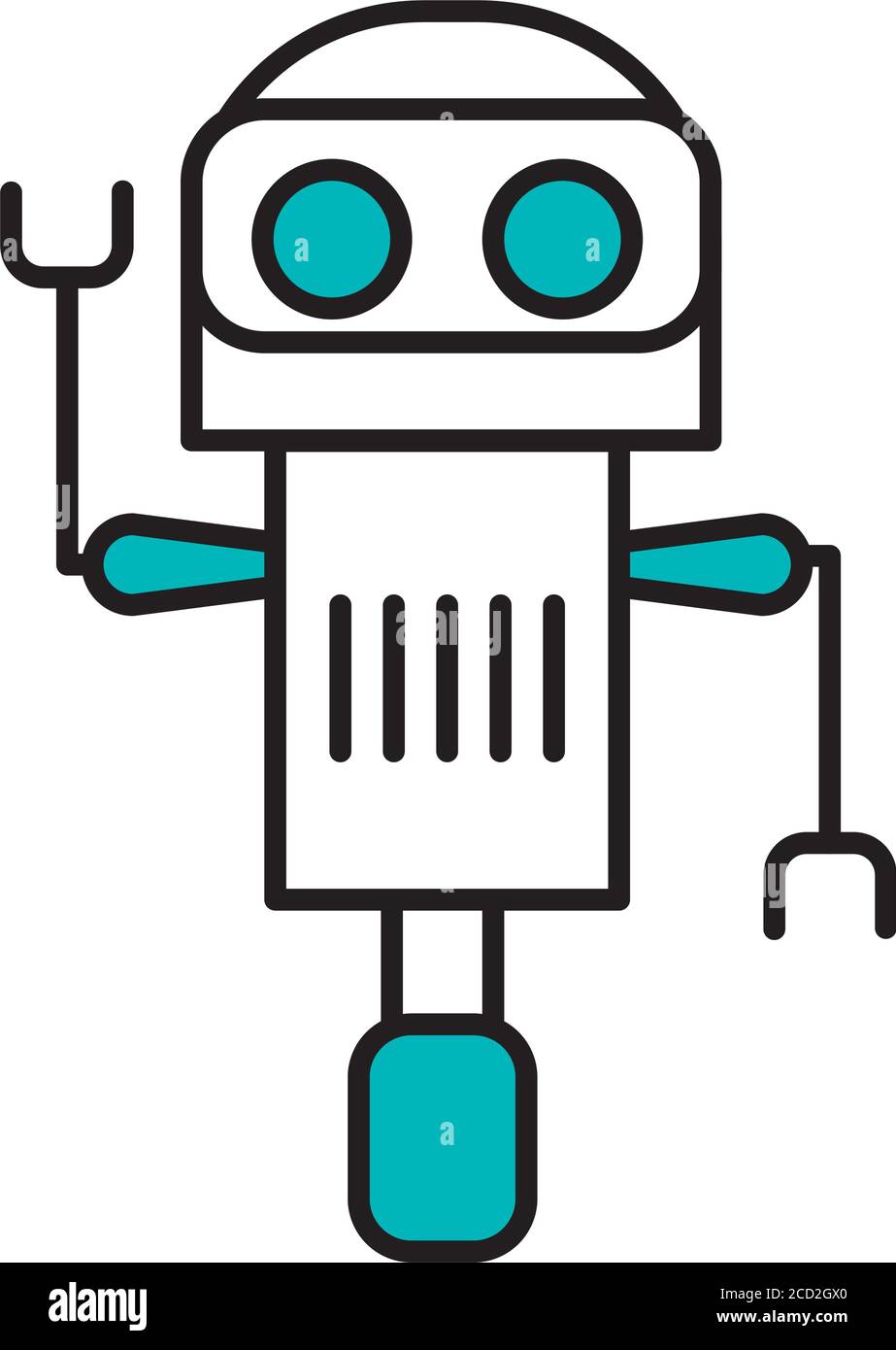 robotics concept, cartoon robot with wheel icon over white background, half  line half color style, vector illustration Stock Vector Image & Art - Alamy