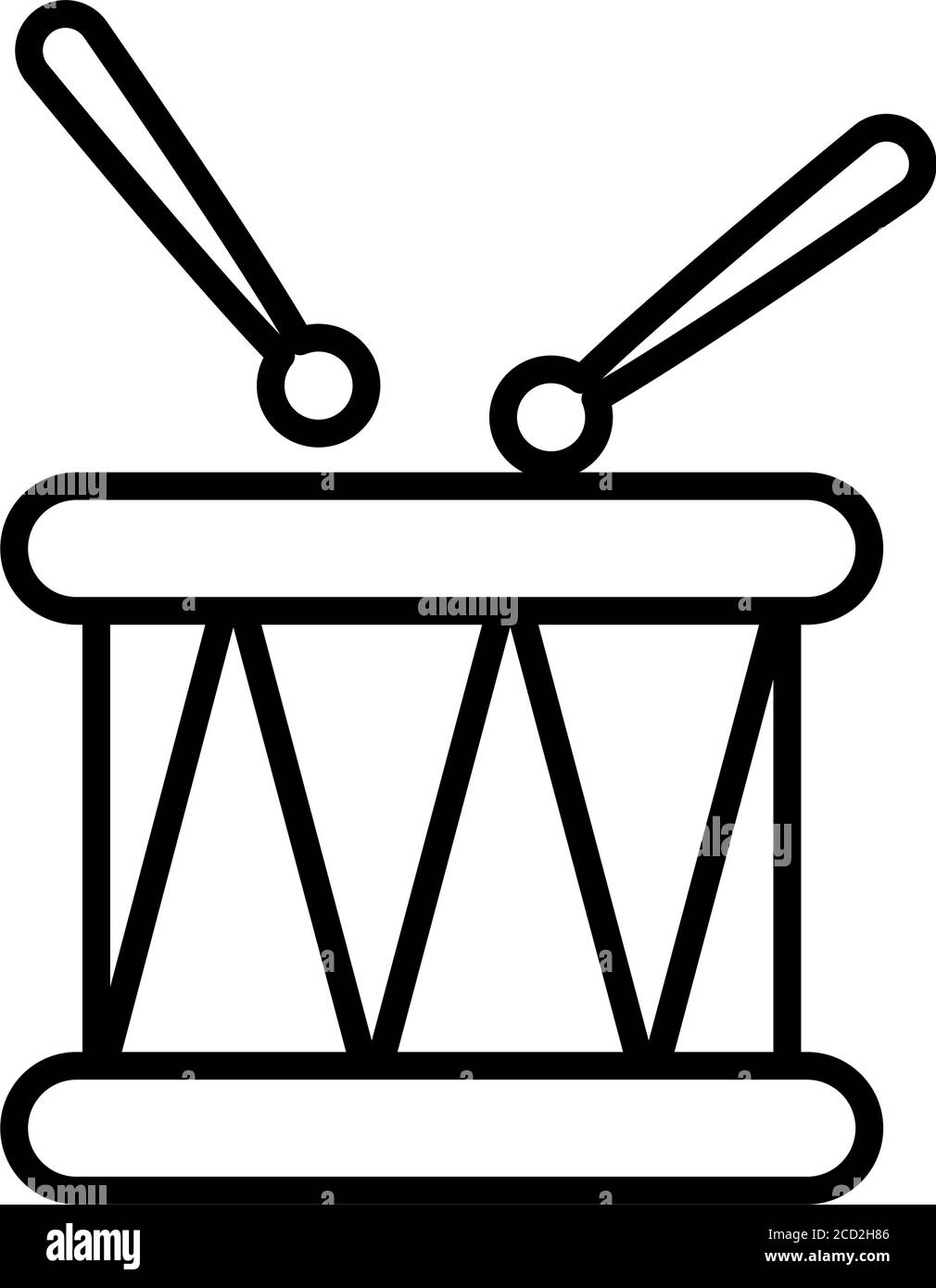 drum with sticks over white background, line style, vector illustration ...