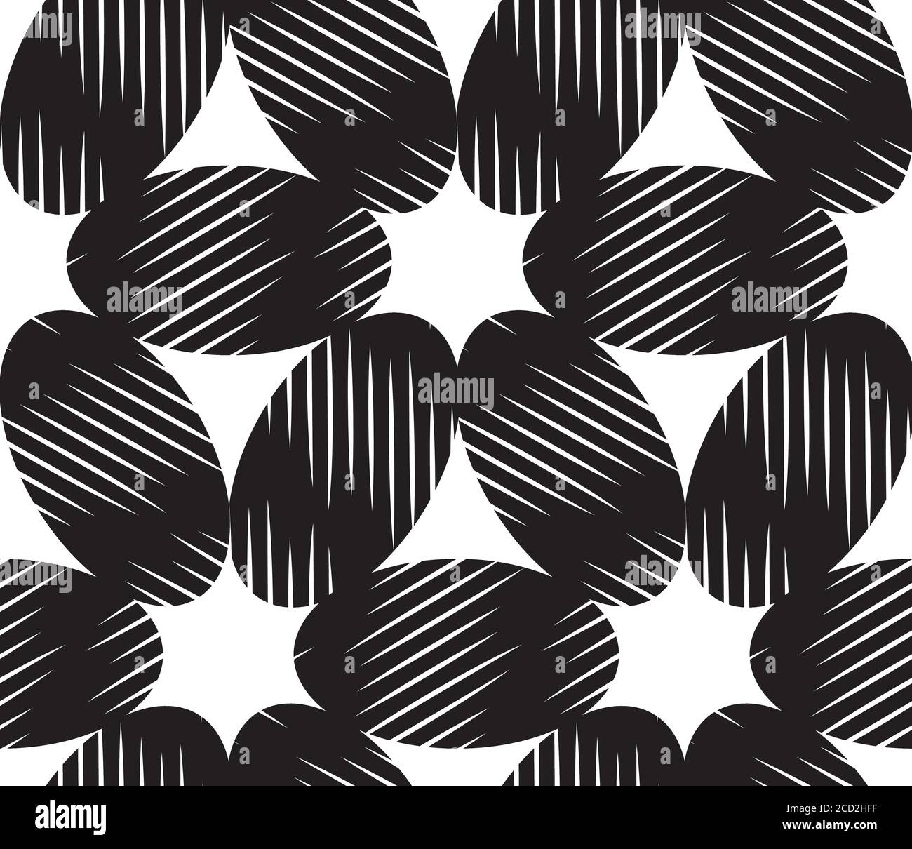 Seamless pattern with white lines on black ellipses Stock Vector