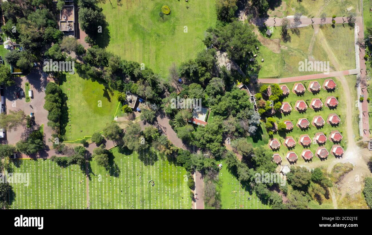 Aerial view of the cemetery in the state of Mexico Stock Photo