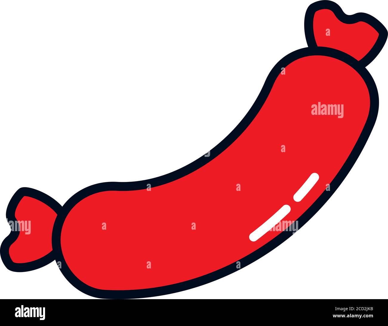 sausage icon over white background, line and fill style, vector illustration Stock Vector