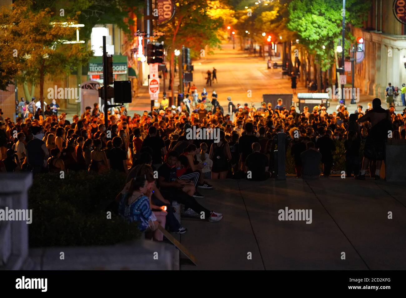 Rioters in the streets of wisconsin state capitol madison light fires ...
