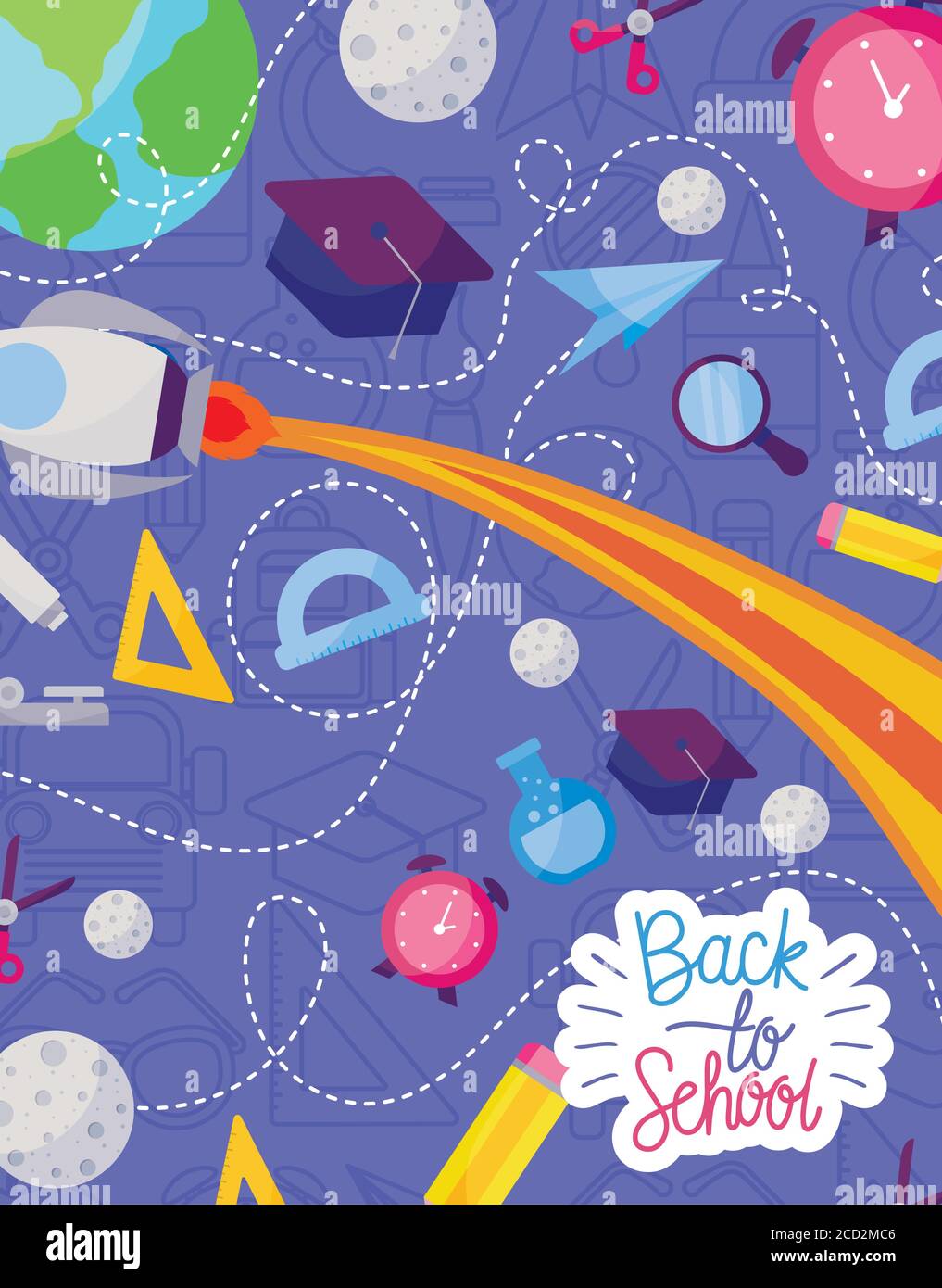 rocket and icon set design, Back to school eduacation class lesson ...