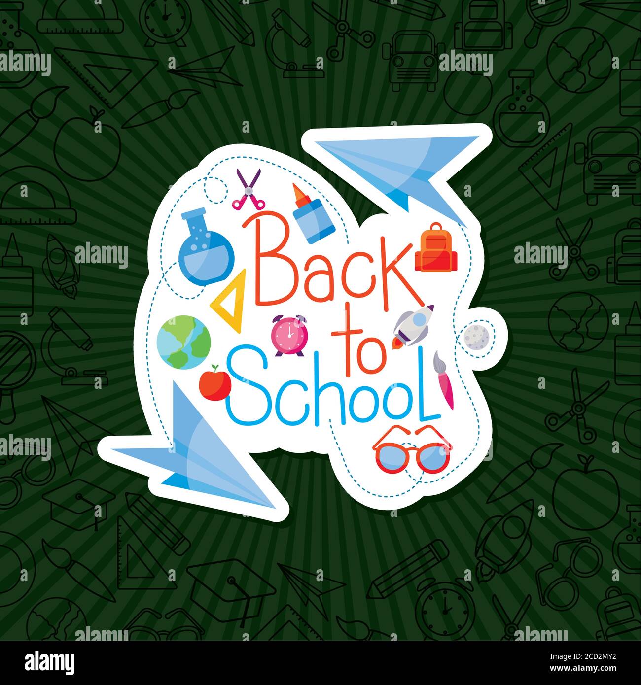 paperplanes with icon set design, Back to school eduacation class ...