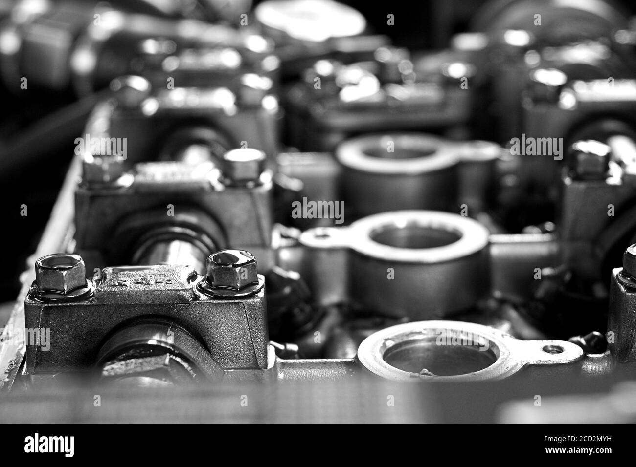 Close up view of the modern powerful car engine part Stock Photo - Alamy