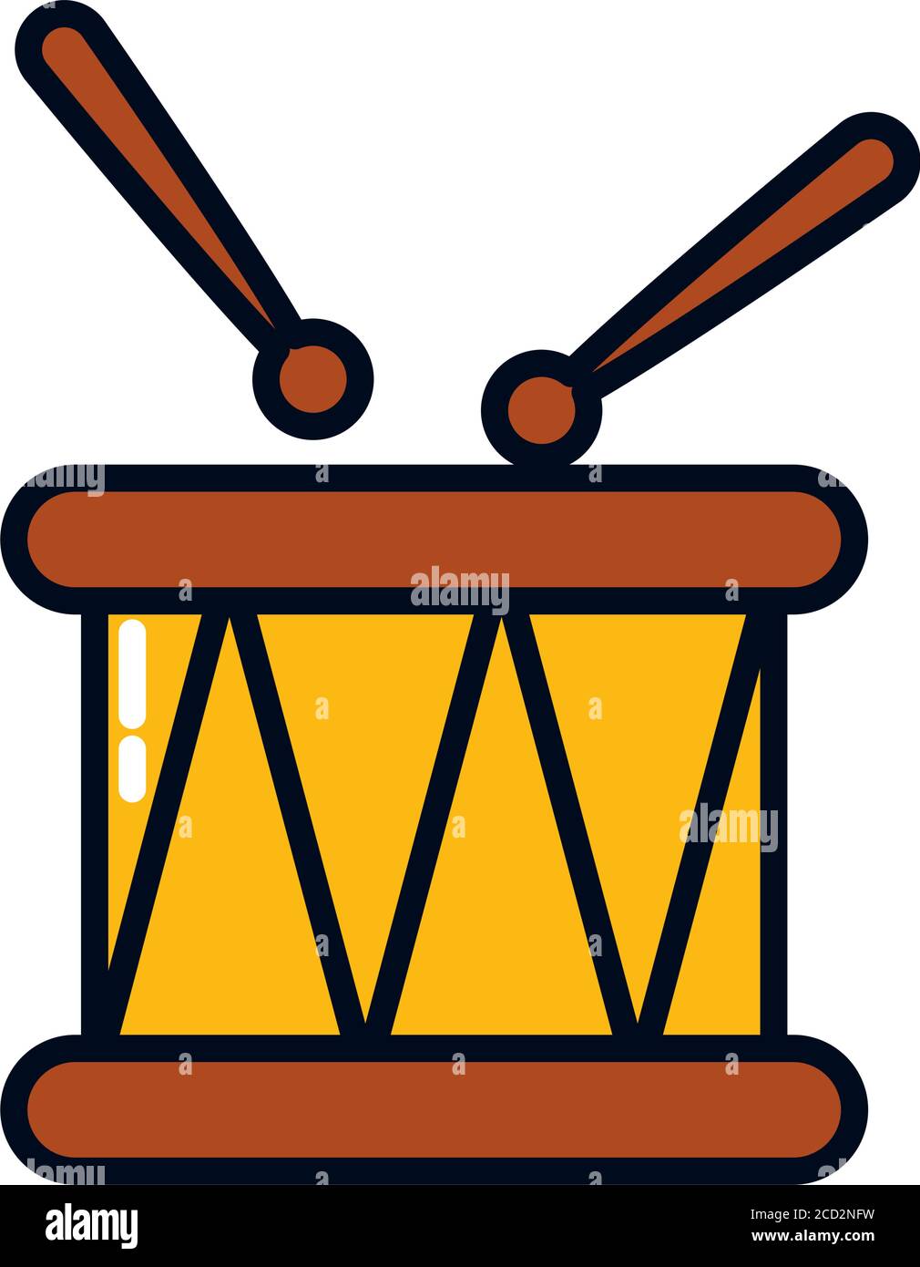 drum with sticks over white background, line and fill style, vector ...