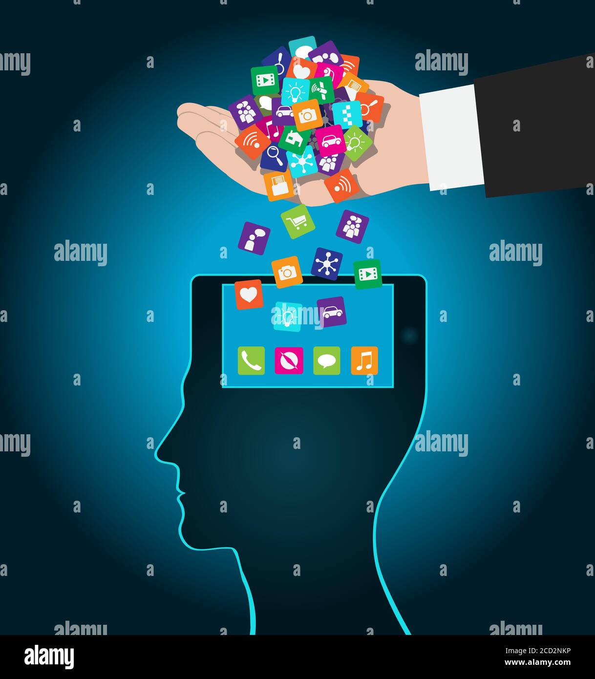 Change, replacement way of thinking, mind control, perception management Stock Vector