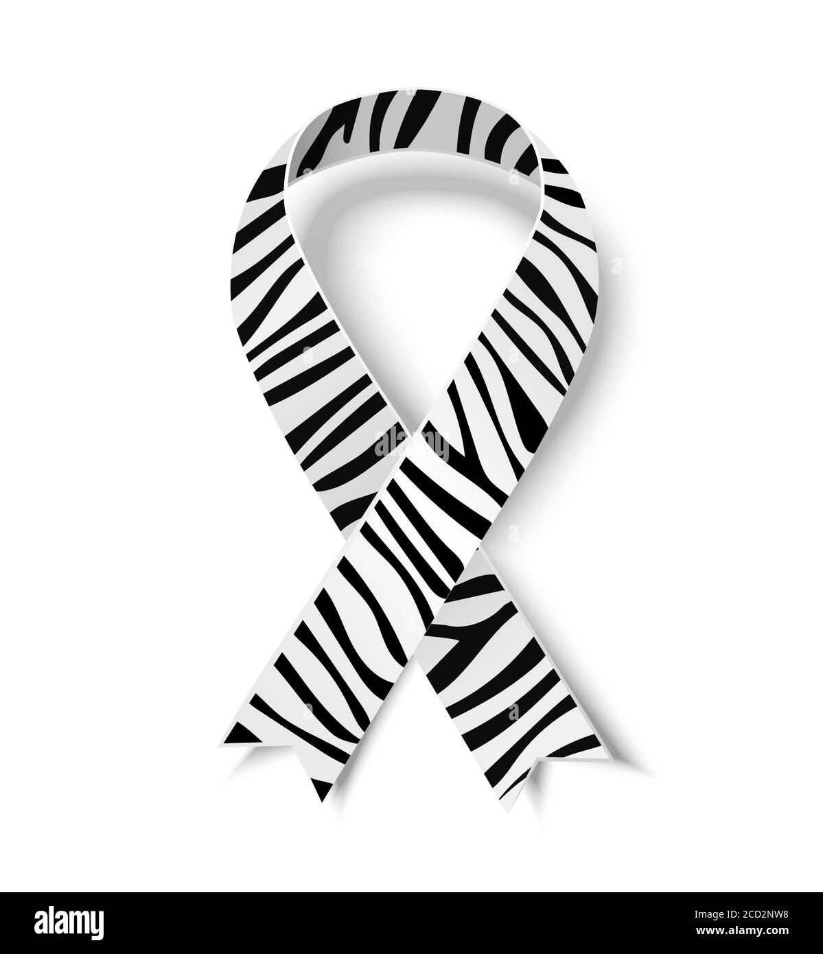 Zebra print ribbon symbol rare disease awareness Cut Out Stock Images