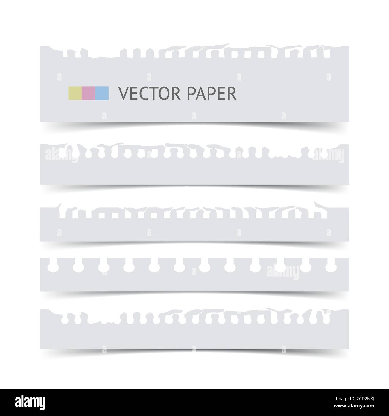 White notebook torn paper isolated on white, realistic vector paper ...