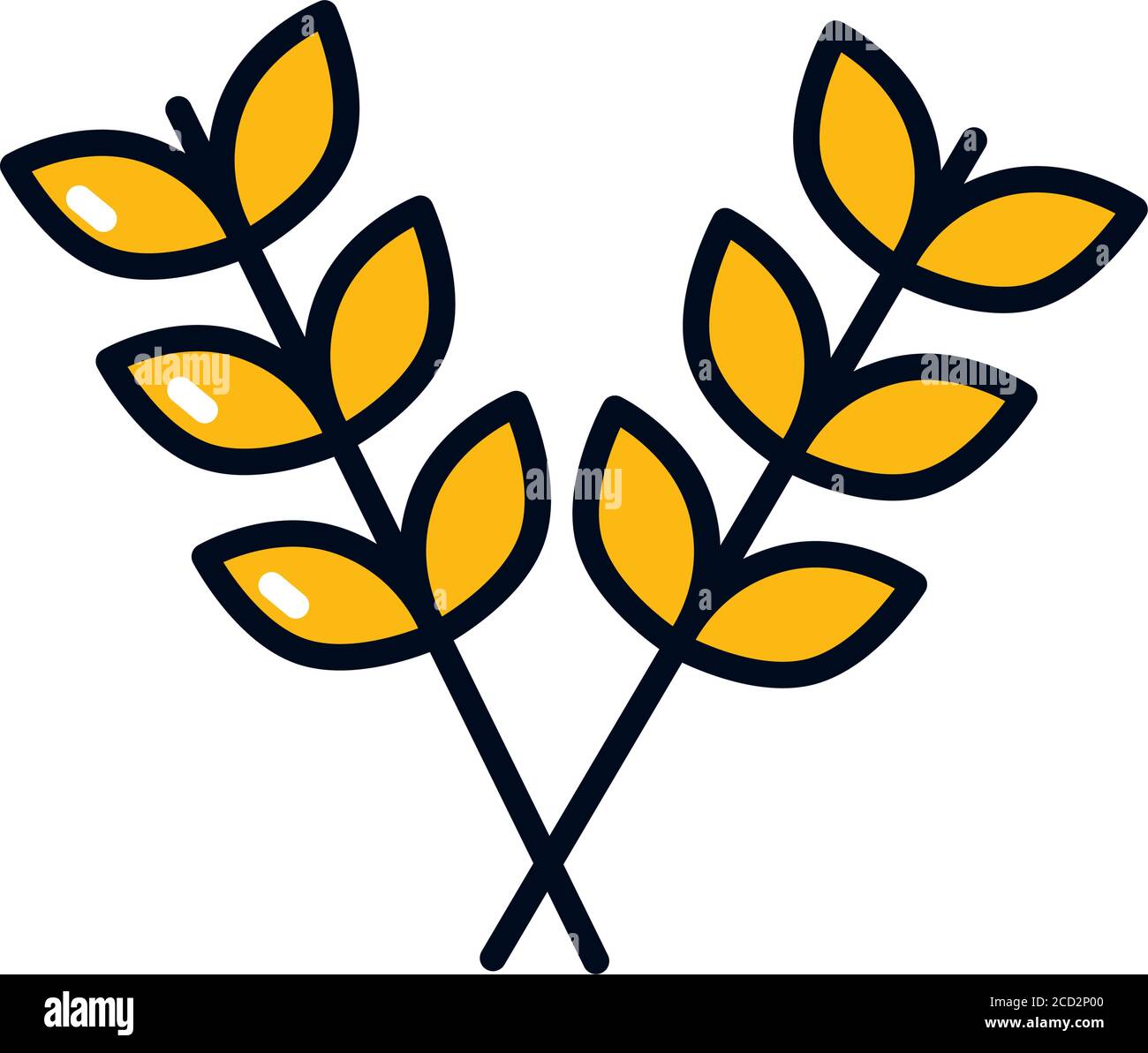 wheat ears icon over white background, line and fill style, vector ...