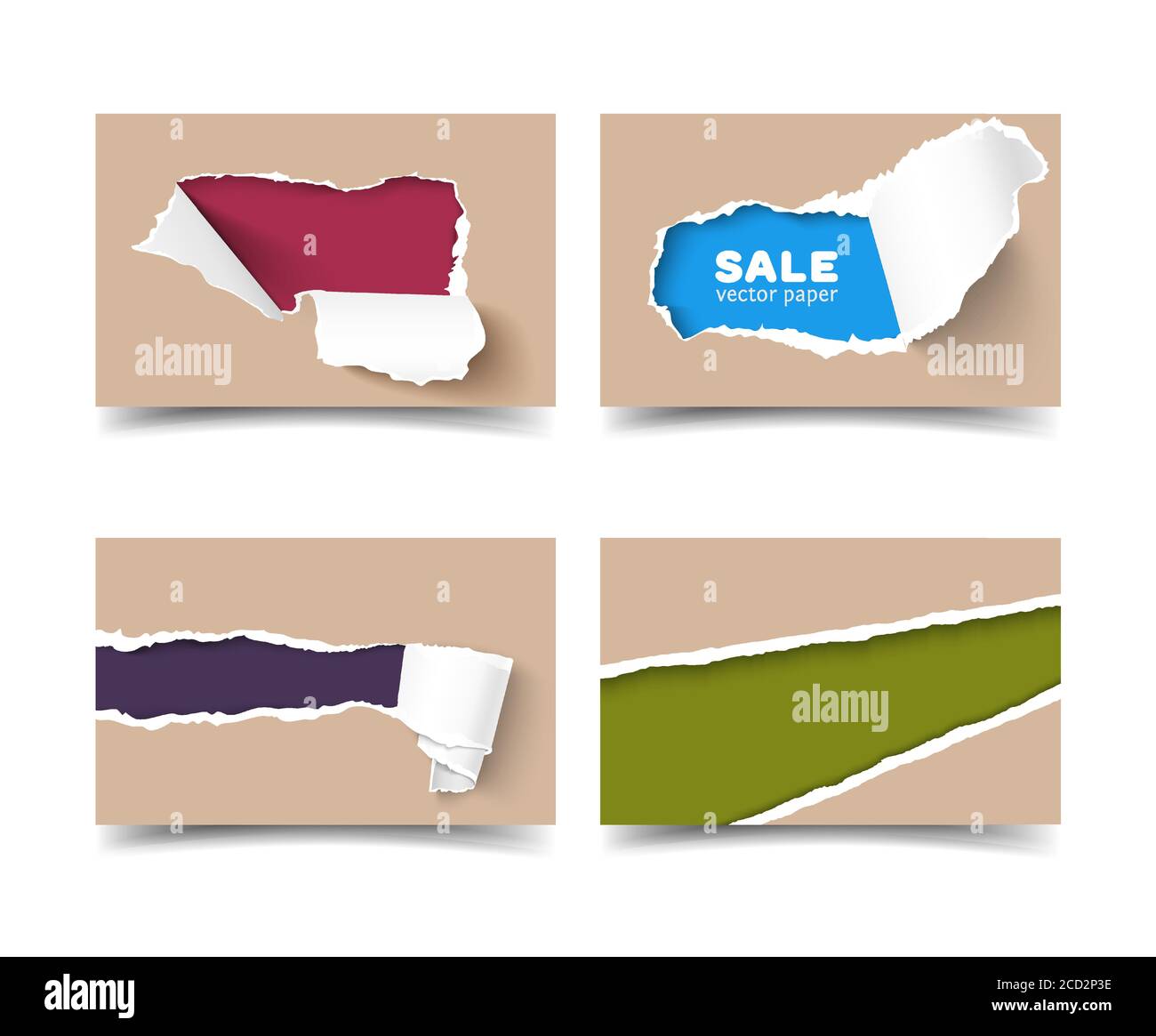 Business Card With Torn Paper Mock Up Realistic Vector Illustration Braun Craft Paper Card With Holes Ripped Edges And Space For Text Business Car Stock Vector Image Art Alamy