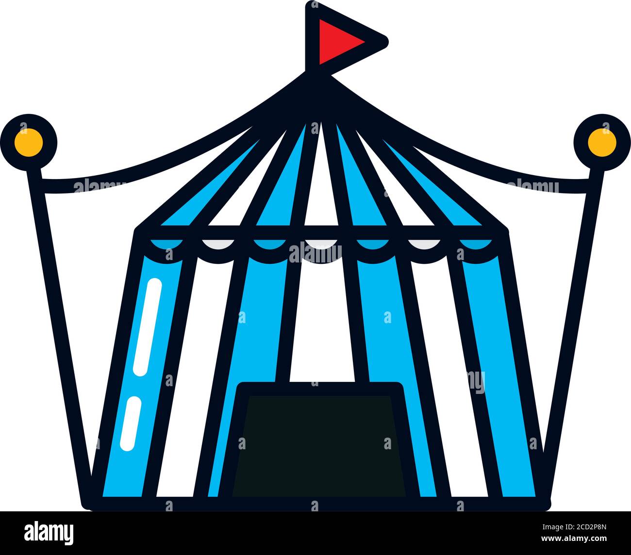circus tent icon over white background, line and fill style, vector ...