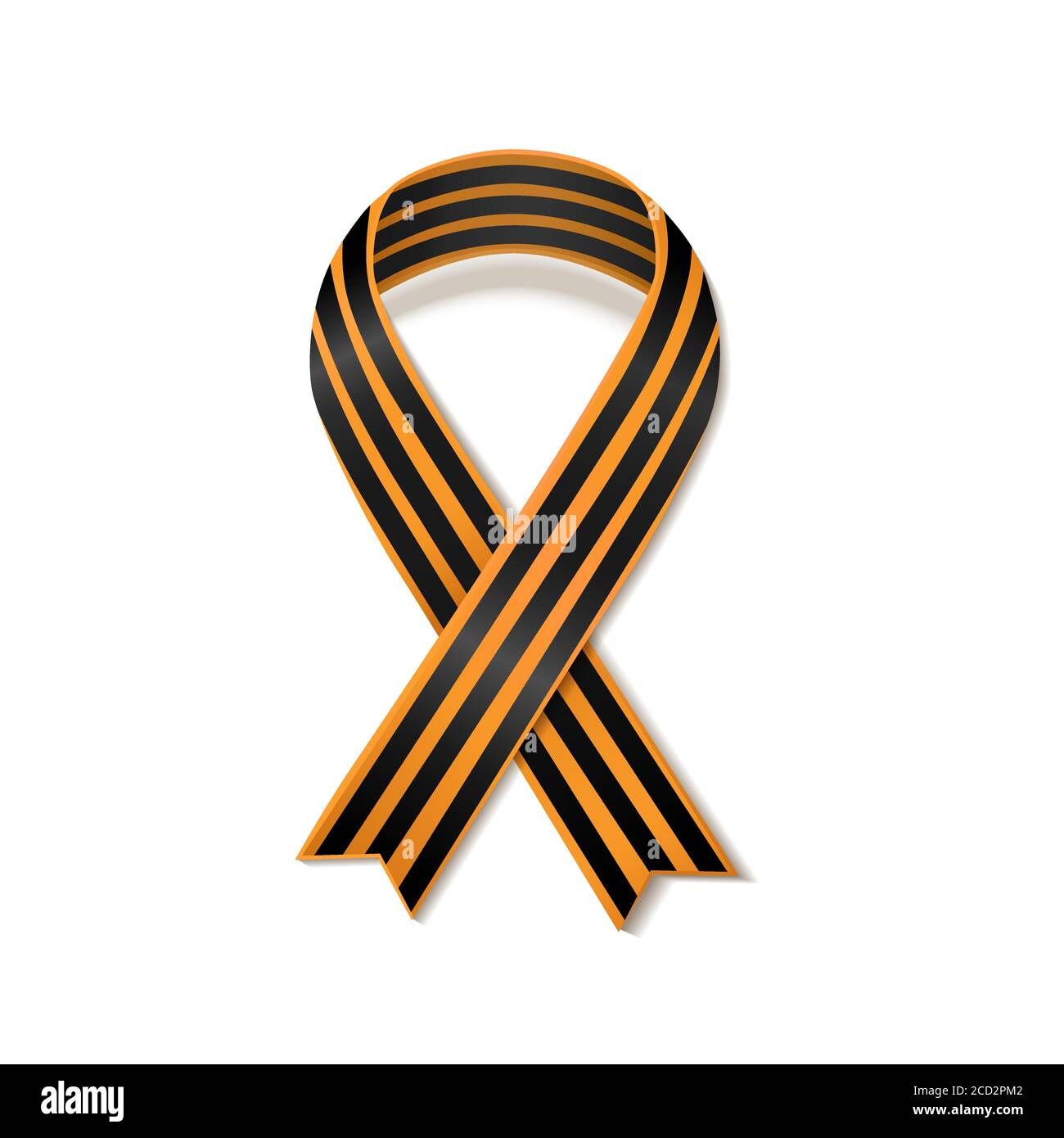 St George striped black and orange ribbon isolated on white. Vector symbol ribbon of great patriotic war Victory day. Saint George ribbon loop. Victor Stock Vector