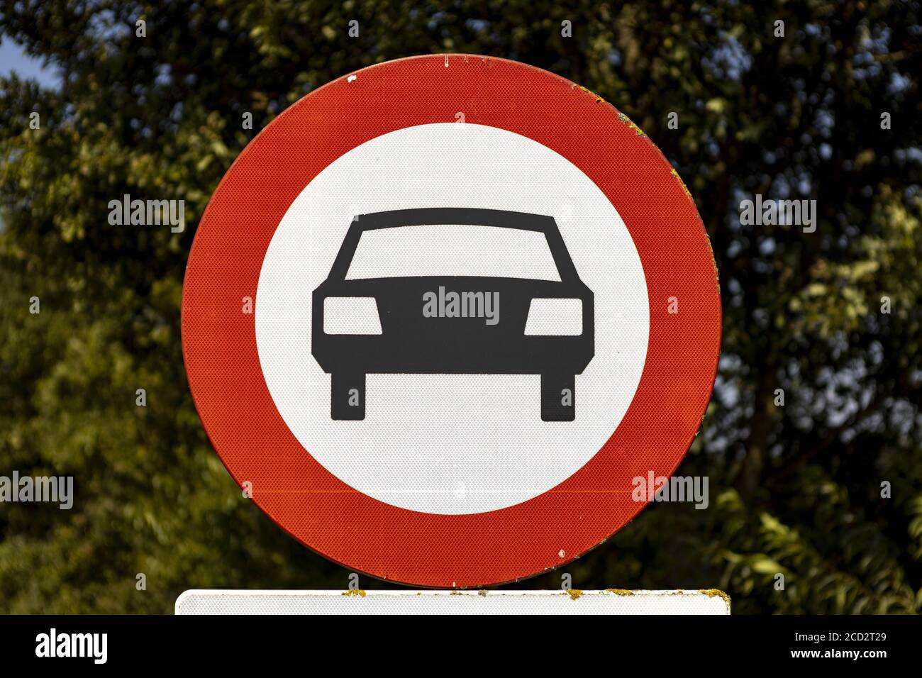HOGE HEXEL, NETHERLANDS - Jul 29, 2020: Dutch traffic sign showing a car meaning no entry for personal vehicles Stock Photo