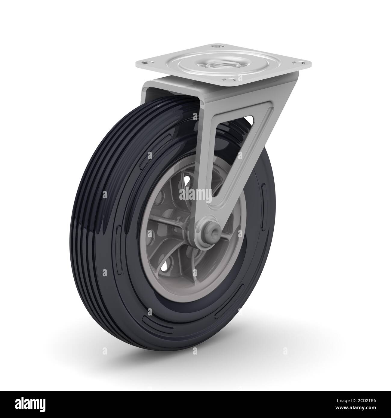 Trolley wheel. Swivel wheel for a cart with a black rubber rim on a ...