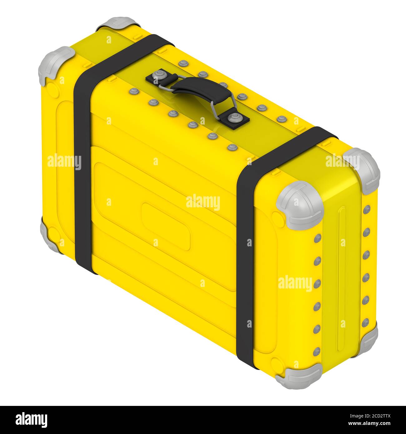 Yellow suitcase. One closed yellow suitcase. Isolated. 3D Illustration