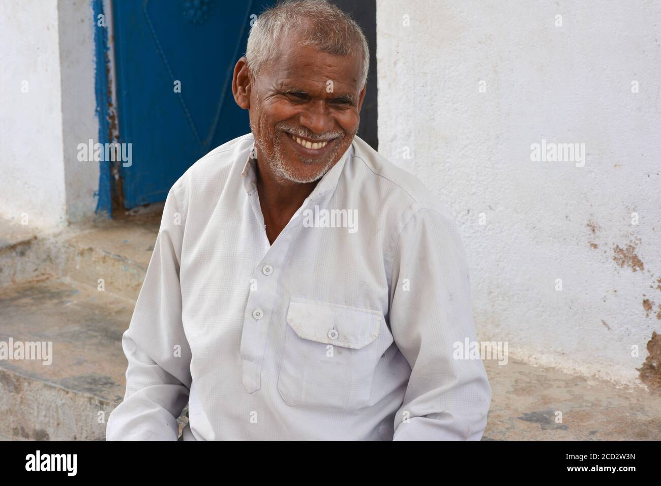 MAHOBA, UTTAR PRADESH, INDIA - AUGUST 24, 2020: Portrait of Indian Old Man. Stock Photo