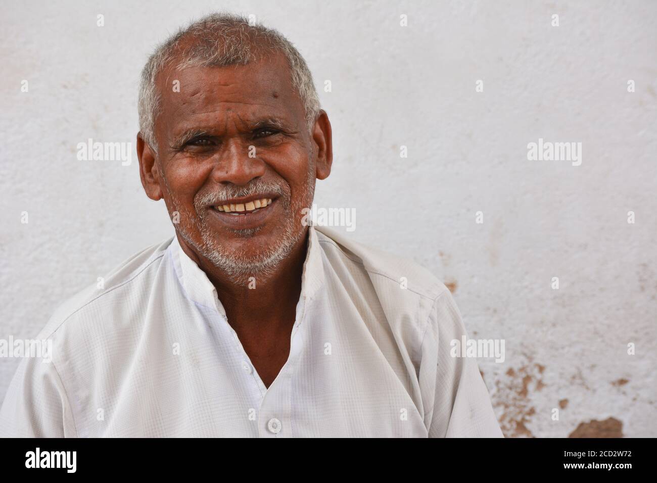 MAHOBA, UTTAR PRADESH, INDIA - AUGUST 24, 2020: Portrait of Indian Old Man. Stock Photo