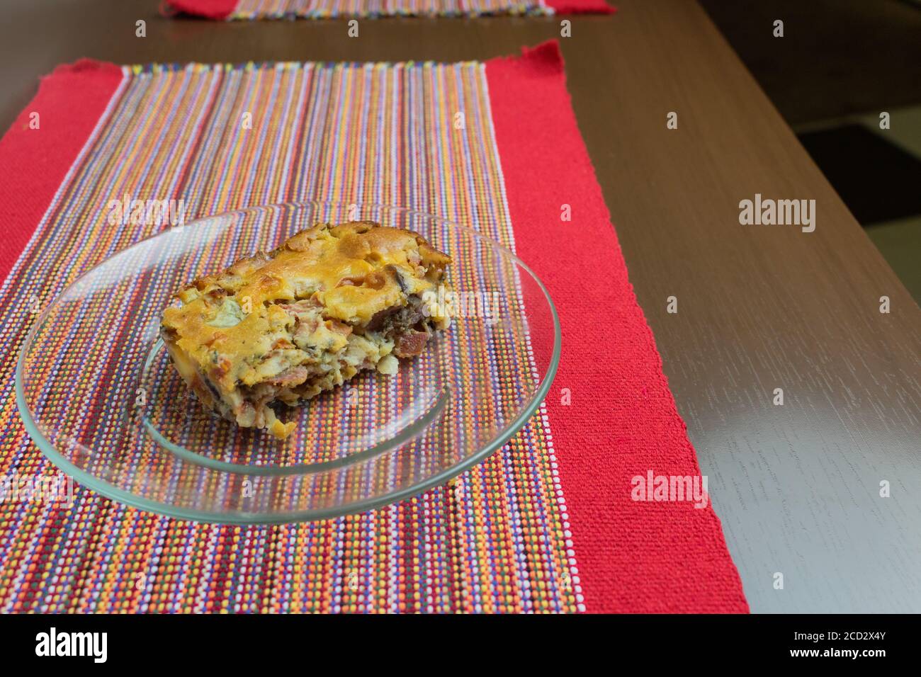 Pie with Cheese and Black Olive. Stock Photo