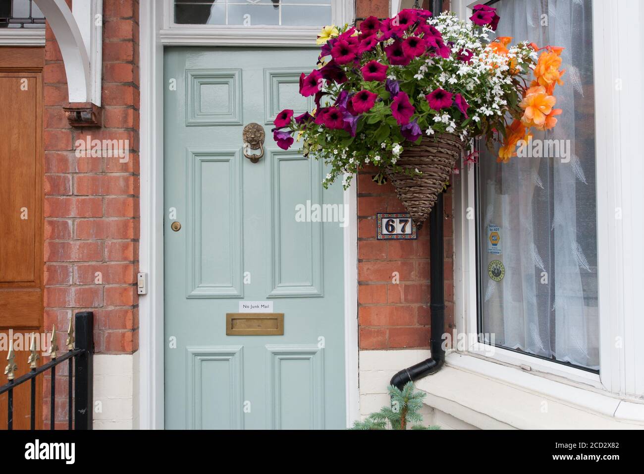 Mint green front door Stock Photo Alamy