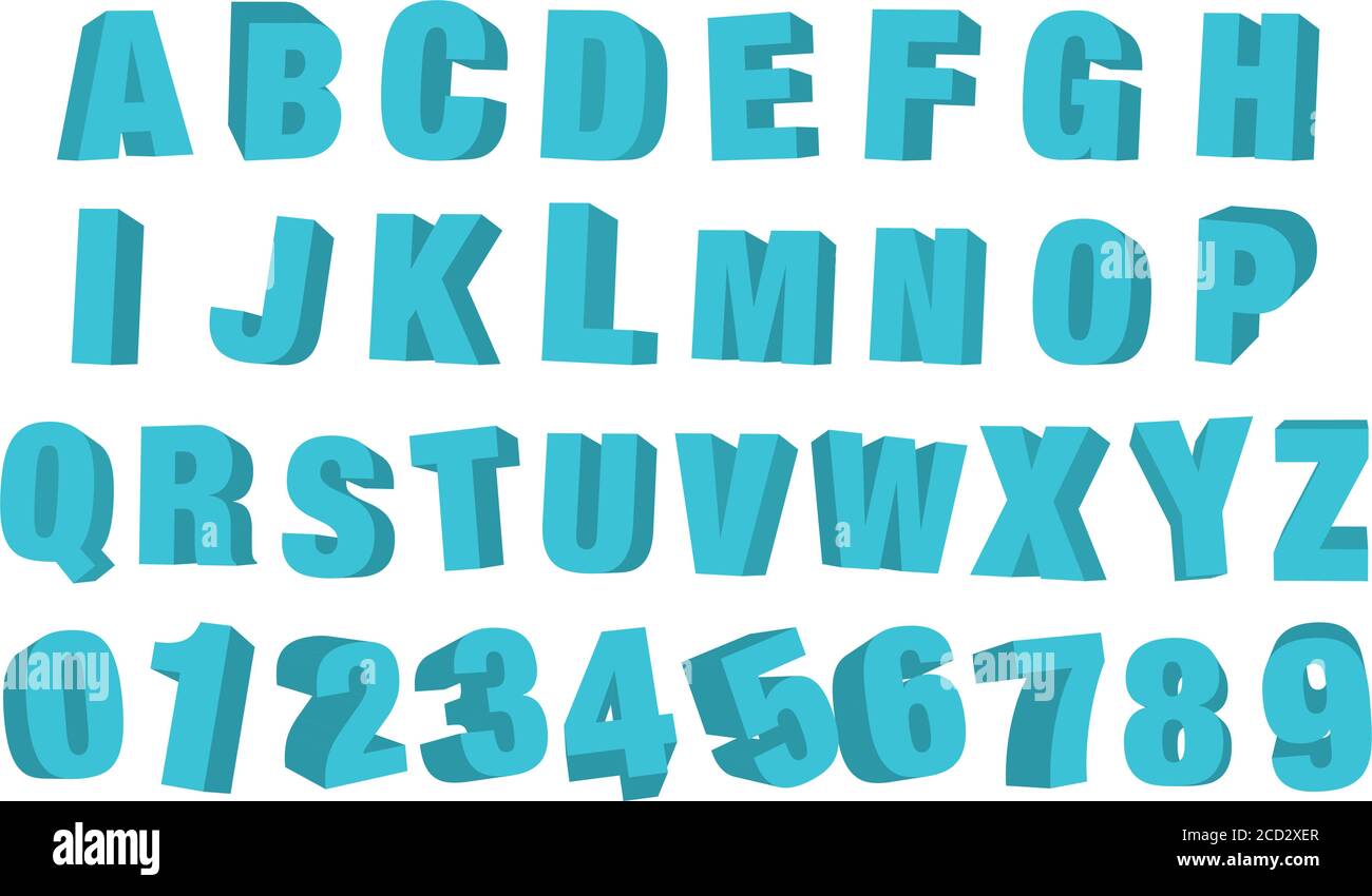 Vector illustration of a modern 3D font and alphabet Stock Vector Image ...