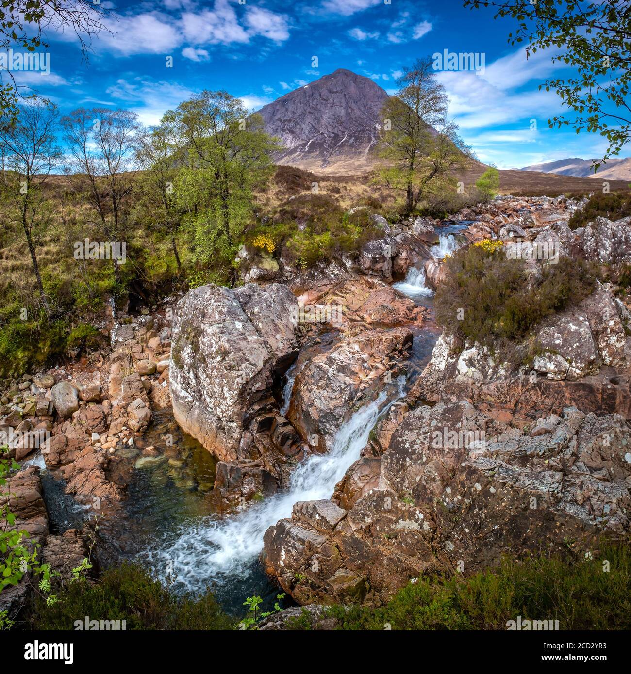 buachaille Etive Mor and the River Coupall Stock Photo