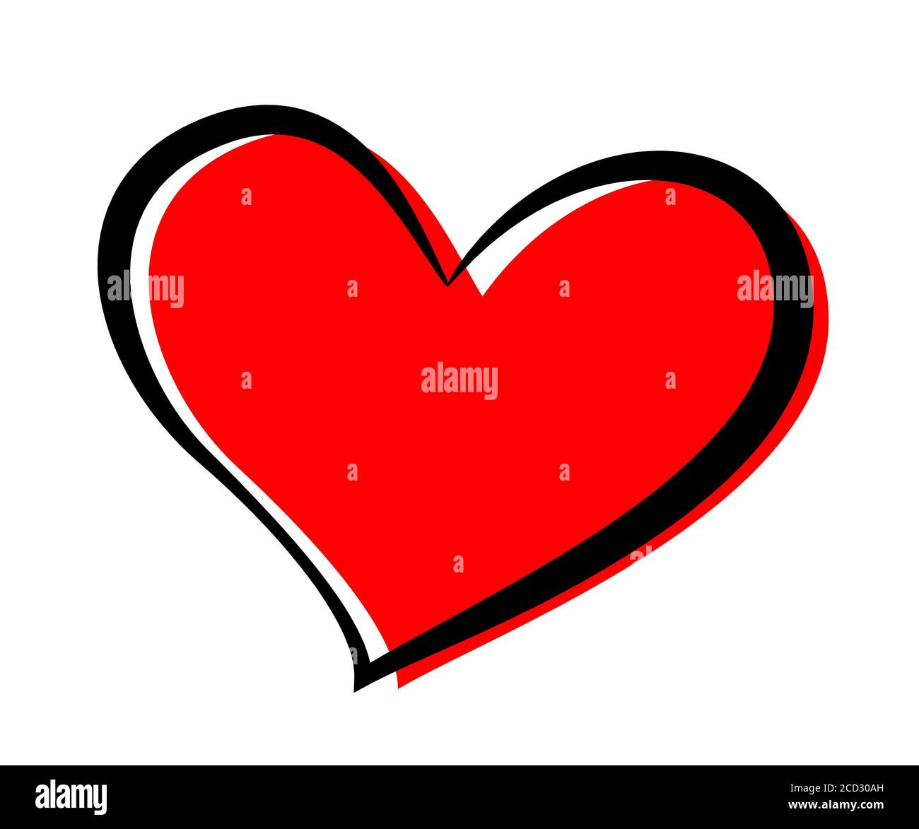 Red and black heart vector illustration. Abstract romantic icon. Romance, valentine holiday celebration symbol. Wedding invitation, greeting card Stock Vector