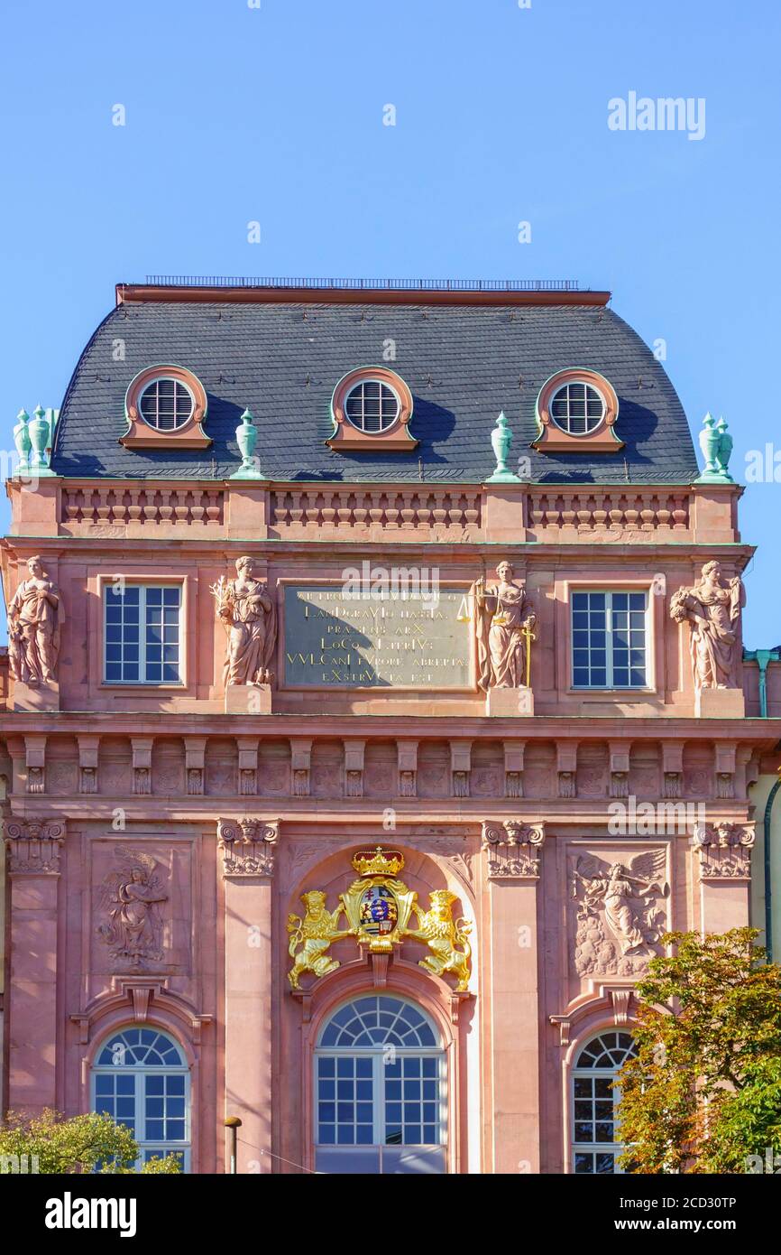 Stadtschloss Palace with coat of arms in Darmstadt, Germany Stock Photo
