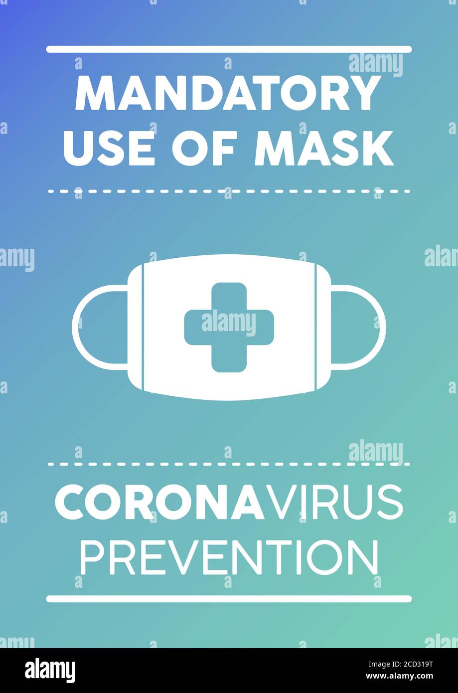 Informational poster: Mandatory use of mask. Coronavirus prevention. Stock Vector