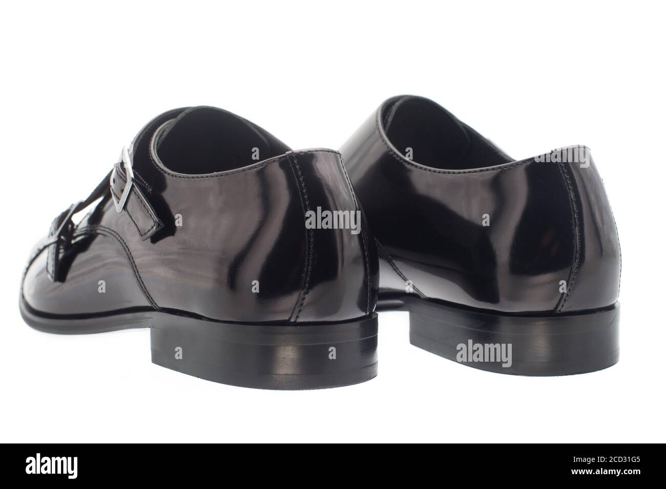 Black shoes leather men shoes against white background Stock Photo - Alamy
