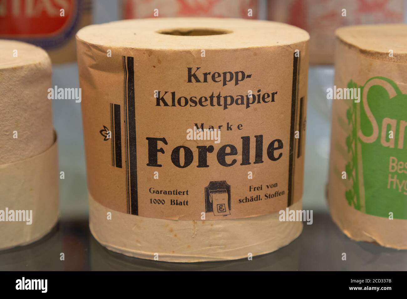 Bergisch Gladbach, Germany, 25.08.2020 A crepe toilet paper roll of