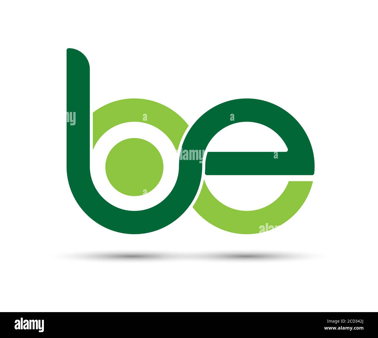 Stylized lowercase letters B and E are linked by a single line for a