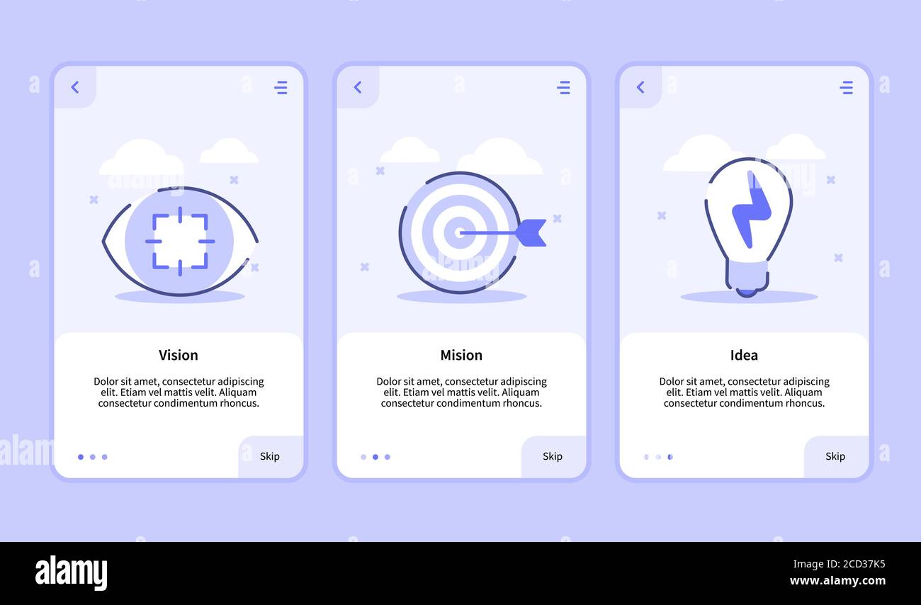 Vision mission Idea for onboarding screen mobile apps template banner 