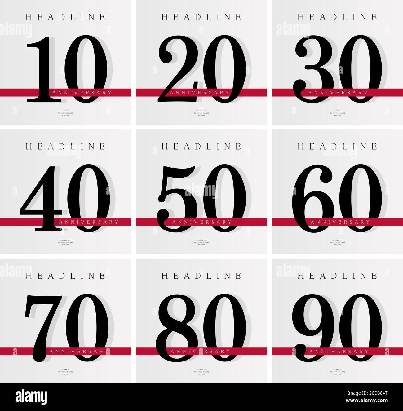 Anniversary banner template, set of journal cover design template