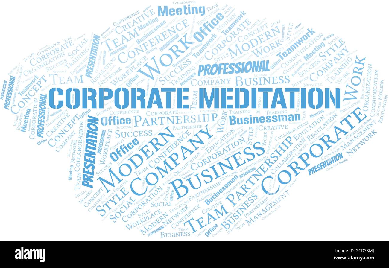 Corporate Meditation vector word cloud, made with the text only. Stock Vector