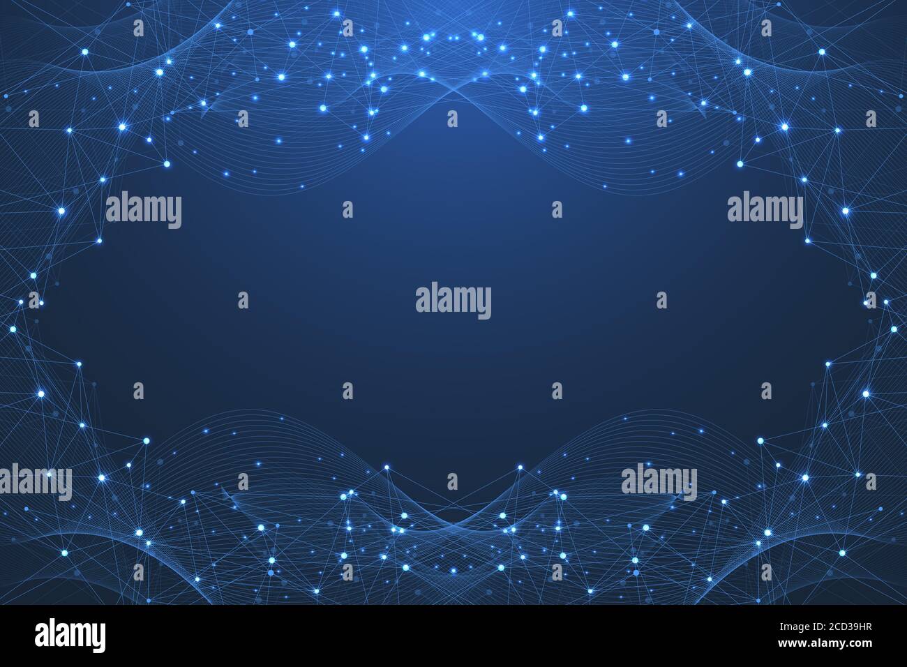 Abstract plexus background with connected lines and dots. Wave flow. Plexus geometric effect Big data with compounds. Lines plexus, minimal array Stock Photo